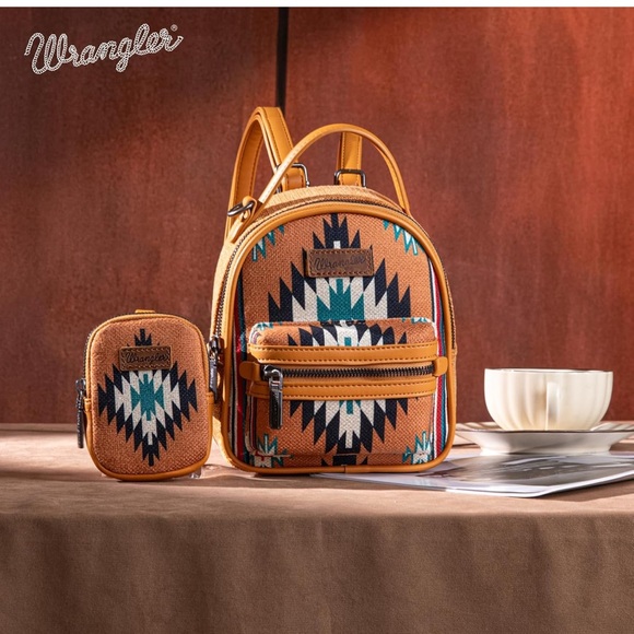 Wrangler Brown and Black Patterned Backpack Set - Picture 8 of 8